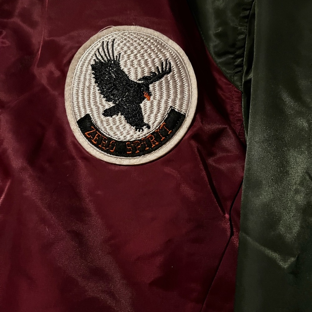 Square Zero XL Bomber Jacket Burgundy Olive 1941 Eagle Patch - Picture 5 of 13